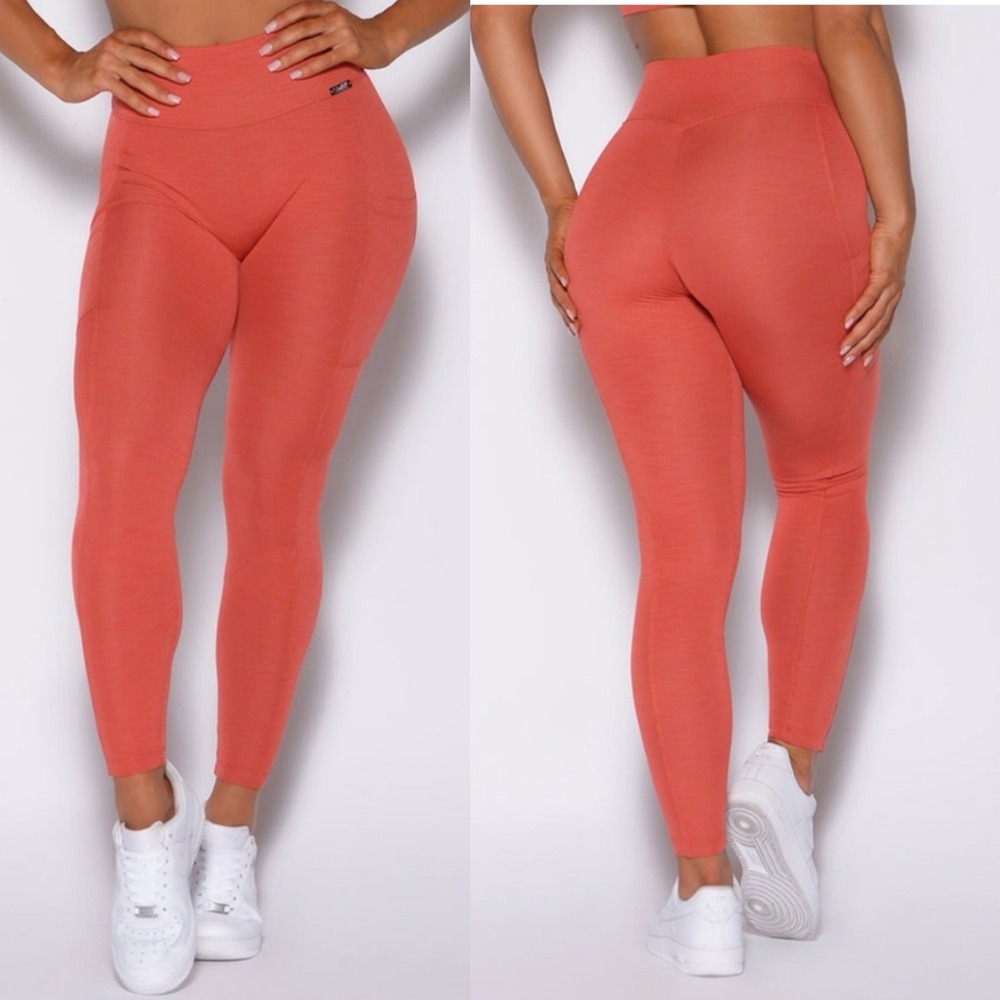Bombshell Sportswear Refined Rib Leggings in Burnt Orange Size Small